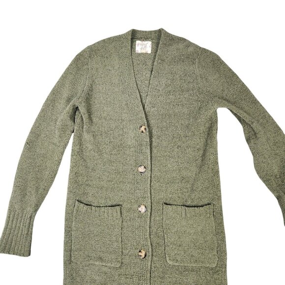 Hippie Rose Green Longline Button-Down Cardigan With Pockets For Women XS - Picture 1 of 8